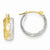 14k Yellow Gold Rhodium Satin Diamond-cut Hoop Earrings