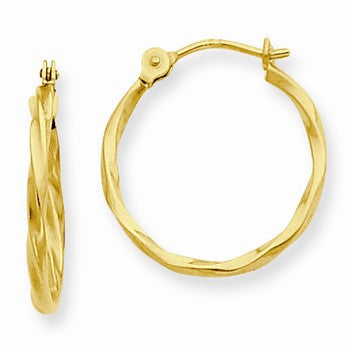 14k Yellow Gold Twist Hoop Earrings