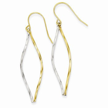 14k Two-tone Twist Dangle Earrings