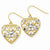 14k Yellow Gold Rhodium .01ct Diamond Filigree Heart Wire Earrings