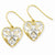 14k Yellow Gold Rhodium .01ct Diamond Heart Wire Earrings