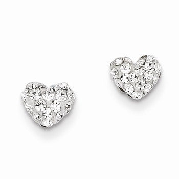 14k Yellow Gold Crystal 6mm Heart Post Earrings