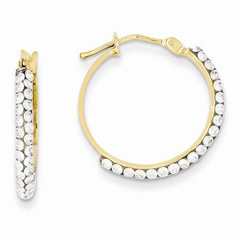 14k Yellow Gold Swarovski Elements Hoop Earrings