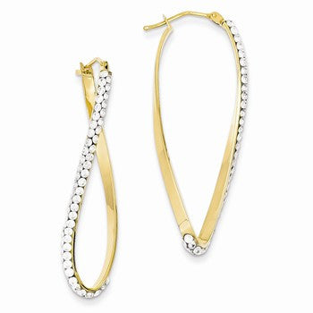 14k Yellow Gold Swarovski Elements Wave Hoop Earrings