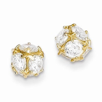 14k Yellow Gold CZ 6mm Post Earrings