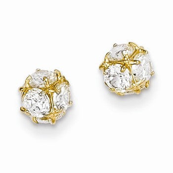 14k Yellow Gold CZ Post Earrings