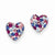 14k Yellow Gold Blue Pink White Crystal 8mm Heart Post Earrings