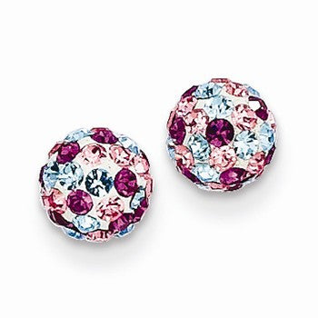 14k Yellow Gold Multi-colored Crystals 6mm Post Earrings