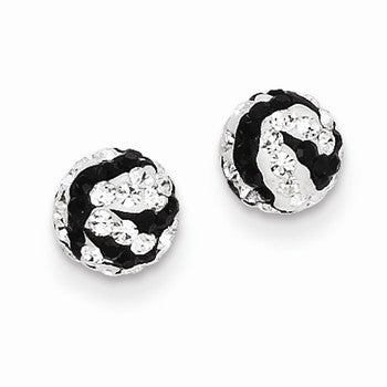 14k Yellow Gold Crystal Zebra 6mm Post Earrings