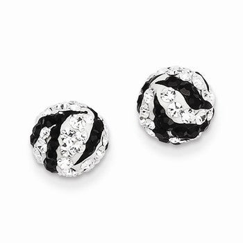 14k Yellow Gold Crystal Zebra 8mm Post Earrings