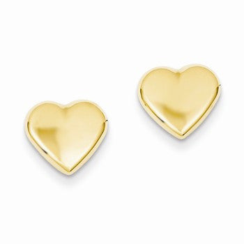 14k Yellow Gold Heart Post Earrings