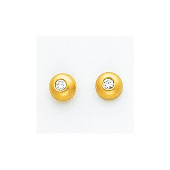 14k Yellow Gold Satin CZ Fancy Post Earrings