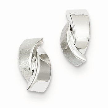 14k White Gold Polished Satin Fancy Post Earrings