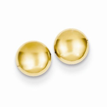 14k Yellow Gold Polished Half Ball Post Ear, Jewelry Earrings