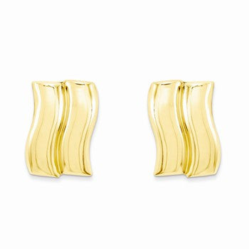 14k Yellow Gold Polished Wave Post Earrings