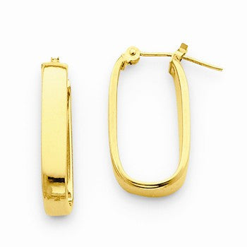 14k Yellow Gold Polished 3.5mm Oval Hoop Earrings
