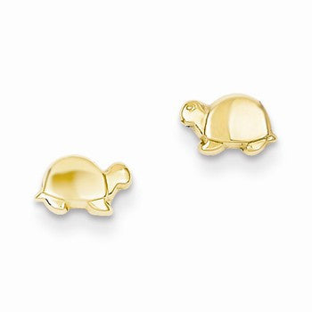 14k Yellow Gold Mini Turtle Earrings