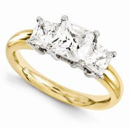 14k Yellow Gold Square Brilliant Forever Brilliant 3 Stone Ring