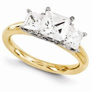 14k Yellow Gold Square Brilliant Forever Brilliant 3 Stone Ring