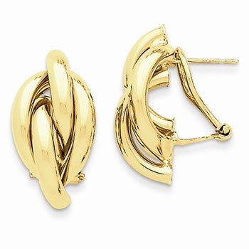 14k Yellow Gold Swirl Omega Back Post Earrings
