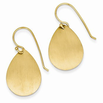 14k Yellow Gold Satin Teardrop Disc Earrings