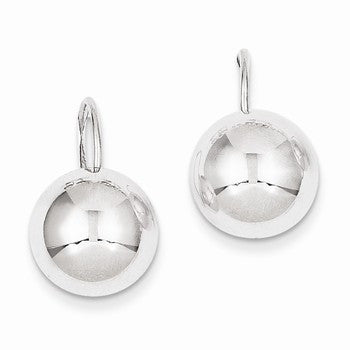 14k White Gold 12.00mm Hollow Half Ball Earrings