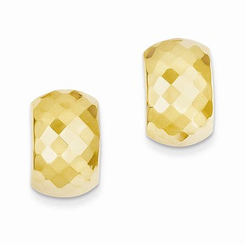 14k Yellow Gold Diamond-cut Hinged Post Earrings