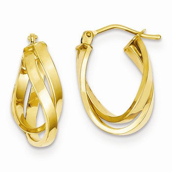 14k Yellow Gold Twisted Hoop Earrings