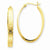 14k Yellow Gold Satin Diamond-Cut Oval Hoop Earrings