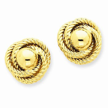 14k Yellow Gold Polished Twisted Fancy Love Knot Post Earrings