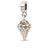 CZ Ice Cream Cone Charm Dangle Bead in Sterling Silver