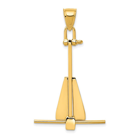 14k Gold Moveable Danforth Anchor Pendant
