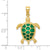 14k Gold Green Translucent Acrylic Sea Turtle Pendant