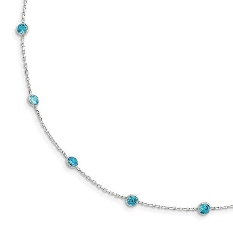Sterling Silver Aqua CZ Necklace